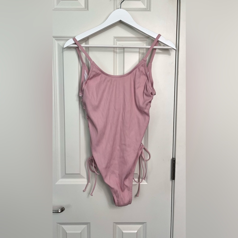 PINK Victoria’s Secret Ribbed One Piece with Lace-Up Sides NWOT